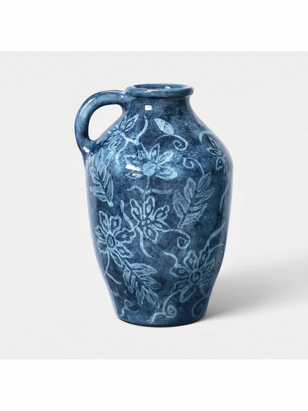 Threshold™ Painted Short-Neck Decorative Vase Terracotta Blue & White Floral